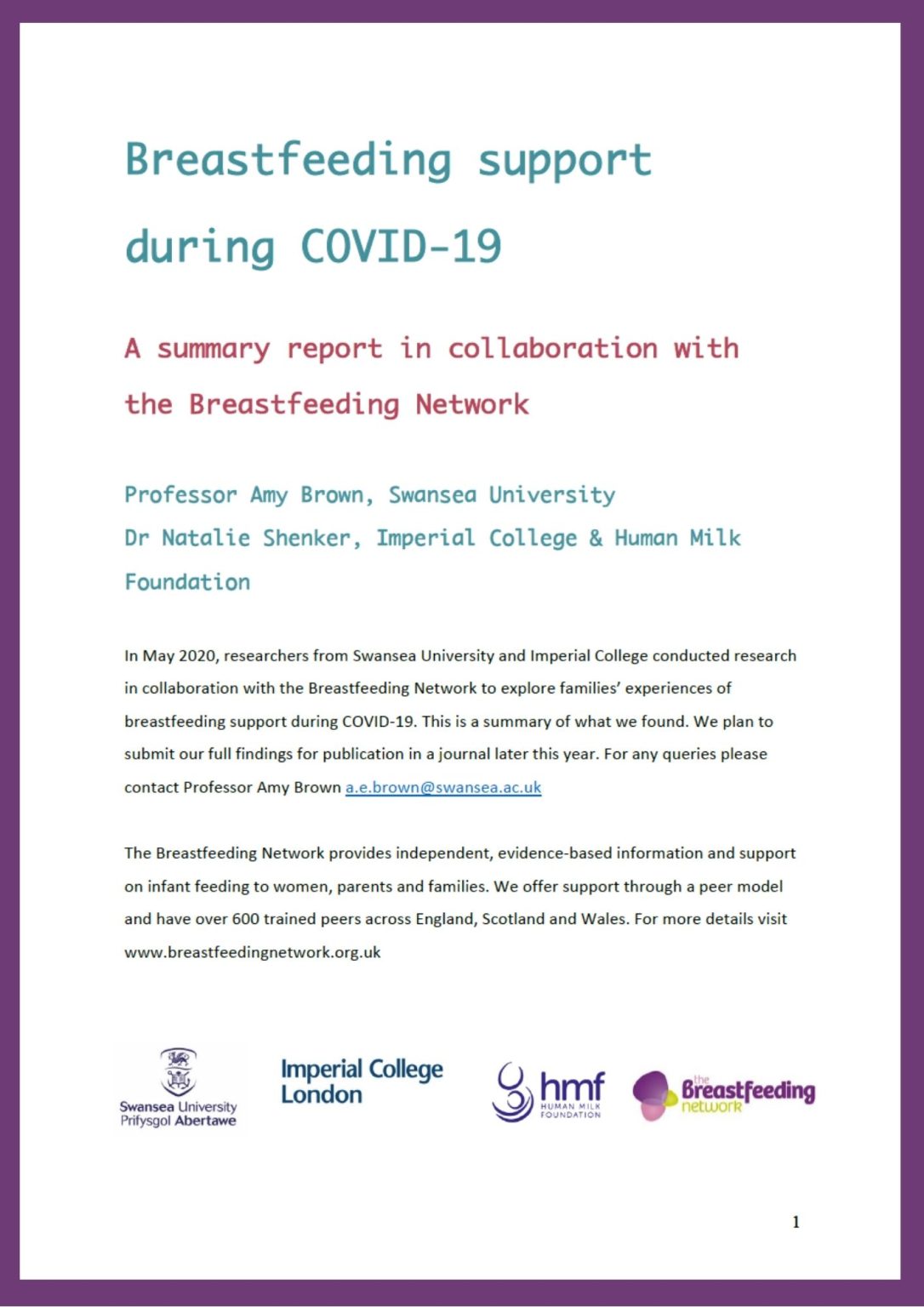 Breastfeeding support during COVID19 A summary report in