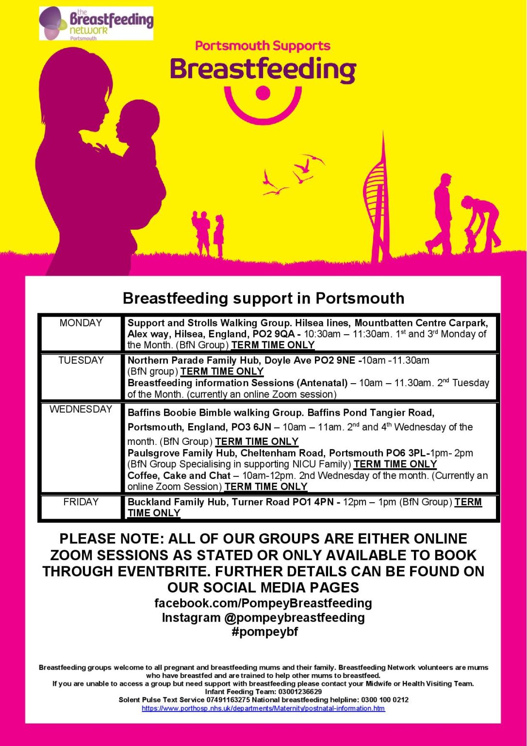 Portsmouth MAY 2021 updated breastfeeding group poster The